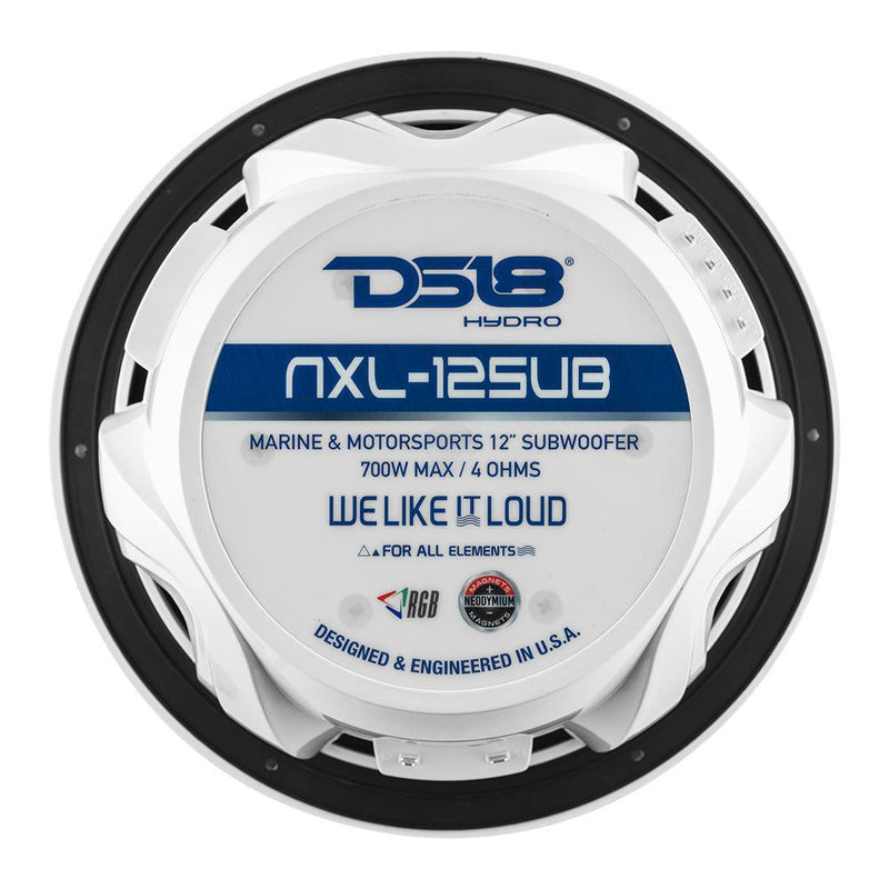 DS18 HYDRO 12" Subwoofer w/RGB Lights - 700W - White [NXL-12SUB/WH] - Essenbay Marine