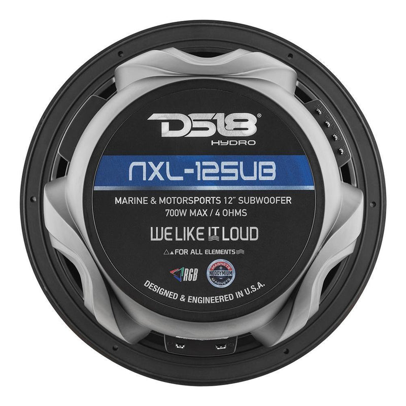 DS18 HYDRO 12" Subwoofer w/RGB Lights - 700W - Matte Black [NXL-12SUB/BK] - Essenbay Marine