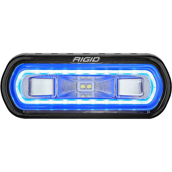 RIGID Industries SR-L Series Marine Spreader Light - Black Surface Mount - White Light w/Blue Halo [52101] - Essenbay Marine