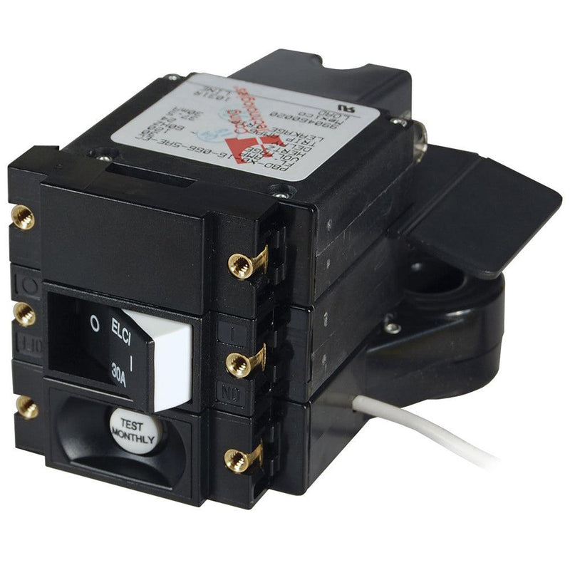 Blue Sea A-Series ELCI Main Circuit Breaker - Double Pole 120V AC 30A - Flat Rocker [3102100] - Essenbay Marine