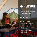 Coleman OneSource Rechargeable 4-Person Camping Dome Tent w/Airflow System  LED Lighting [2000035457] - Essenbay Marine