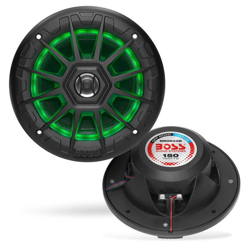 Boss Audio MRGB55B 5.25" Marine Speakers w/RGB Lighting - Black [MRGB55B] - Essenbay Marine