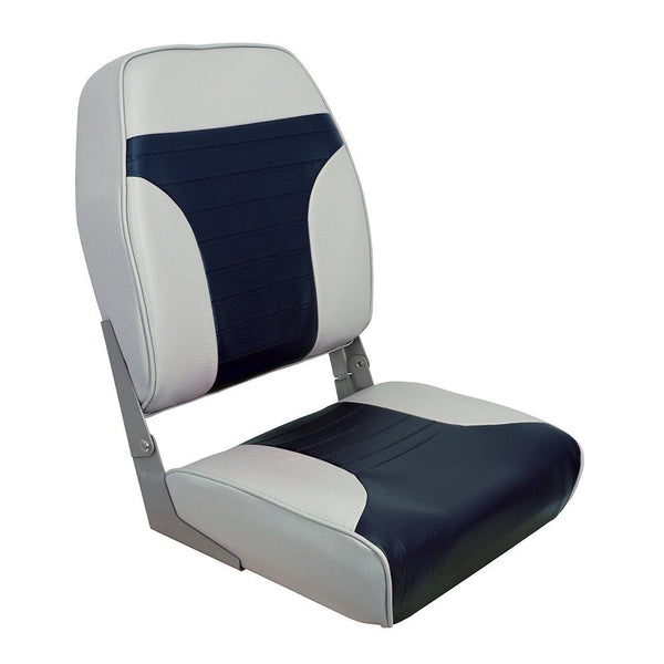 Springfield High Back Multi-Color Folding Seat - Blue/Grey [1040661] - Essenbay Marine