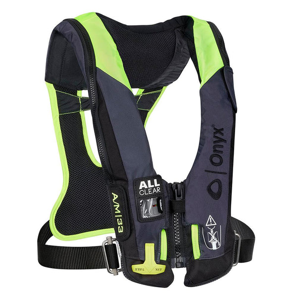 Onyx Impulse A/M 33 All Clear w/Harness Auto/Manual Inflatable Life Jacket - Grey [134300-701-004-21] - Essenbay Marine