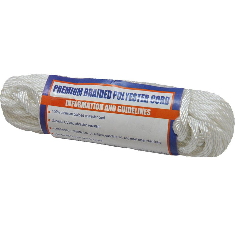 Sea-Dog Solid Braid Polyester Cord Hank - 5/32" x 50 - White [303304050-1] - Essenbay Marine