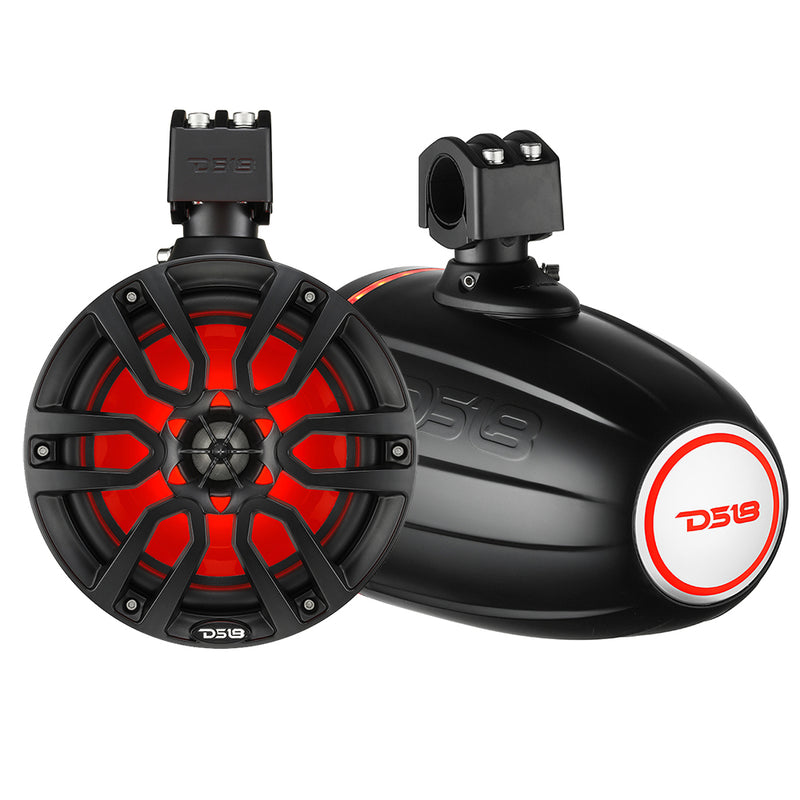 DS18 X Series HYDRO 6.5" Wakeboard Pod Tower Speaker w/RGB LED Lights - 300W - Matte Black [NXL-X6TP/BK] - Essenbay Marine