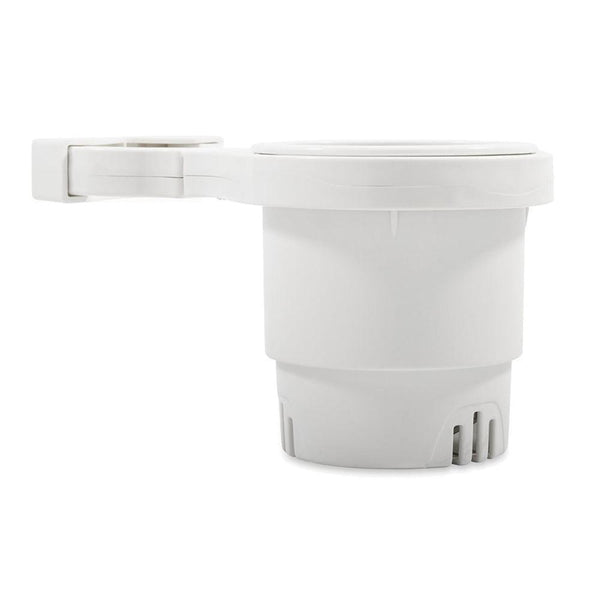 Camco Clamp-On Rail Mounted Cup Holder - Large for Up to 2" Rail - White [53083] - Essenbay Marine