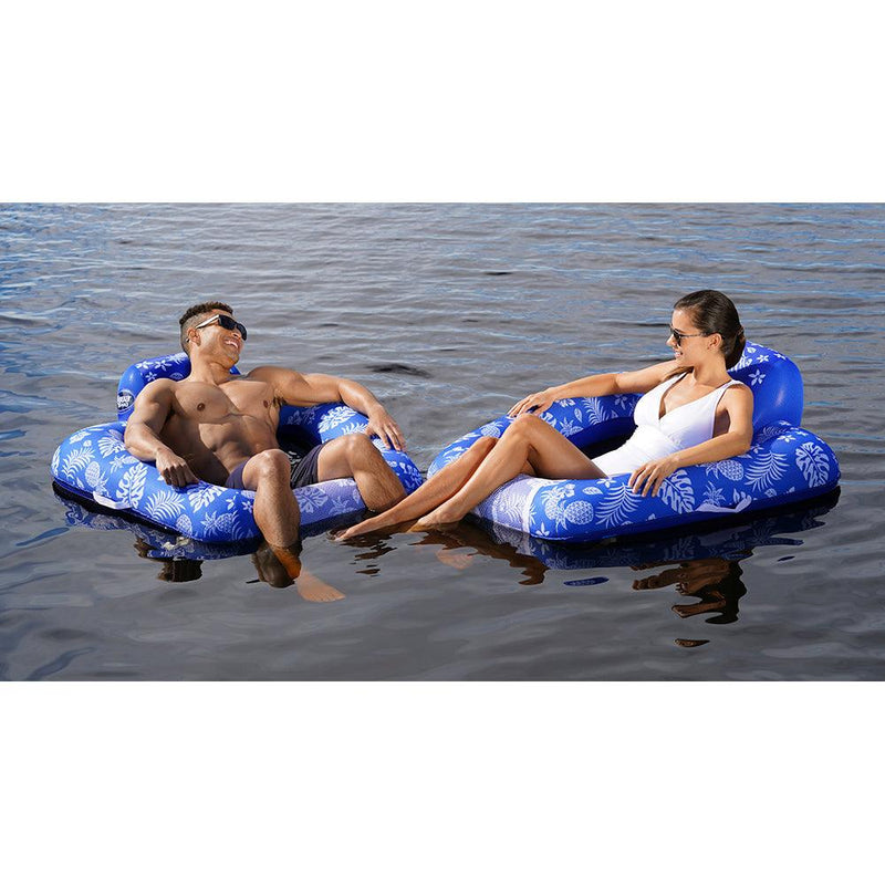 Aqua Leisure Supreme Zero Gravity Chair Hibiscus Pineapple Royal Blue w/Docking Attachment [APL17290S1] - Essenbay Marine