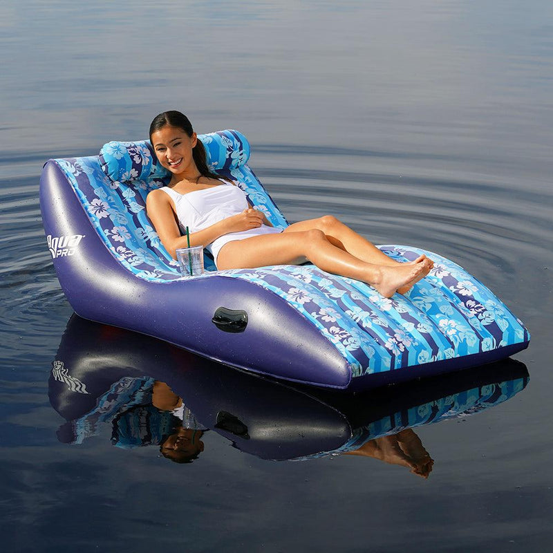 Aqua Leisure Ultra Cushioned Comfort Lounge Hawaiian Wave Print w/Adjustable Pillow [APL17014S2] - Essenbay Marine