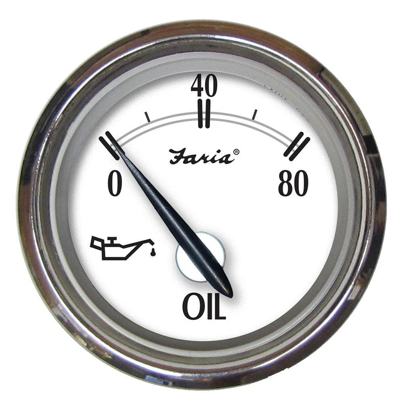 Faria Newport SS 2" Oil Pressure Gauge - 0 to 80 PSI [25001] - Essenbay Marine