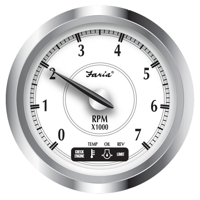 Faria Newport SS 4" Tachometer w/System Check Indicator f/Suzuki Gas Outboard - 0 to 7000 RPM [45001] - Essenbay Marine