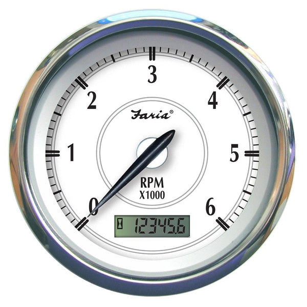 Faria Newport SS 4" Tachometer w/Hourmeter f/Gas Inboard - 6000 RPM [45004] - Essenbay Marine