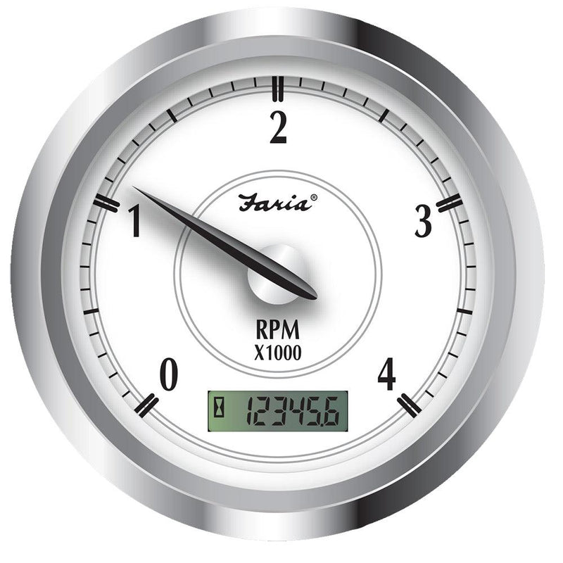 Faria Newport SS 4" Tachometer w/Hourmeter f/Diesel w/Mech Take Off - 4000 RPM [45007] - Essenbay Marine