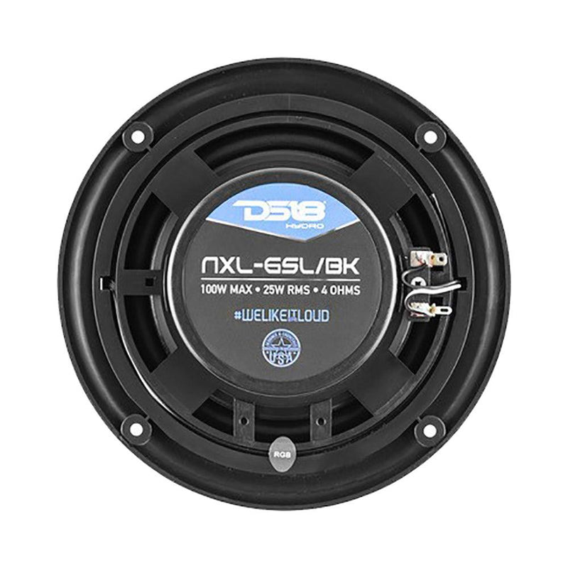 DS18 HYDRO 6.5" 2-Way Marine Slim Speakers w/RGB LED Lighting 100W - Black [NXL-6SL/BK] - Essenbay Marine