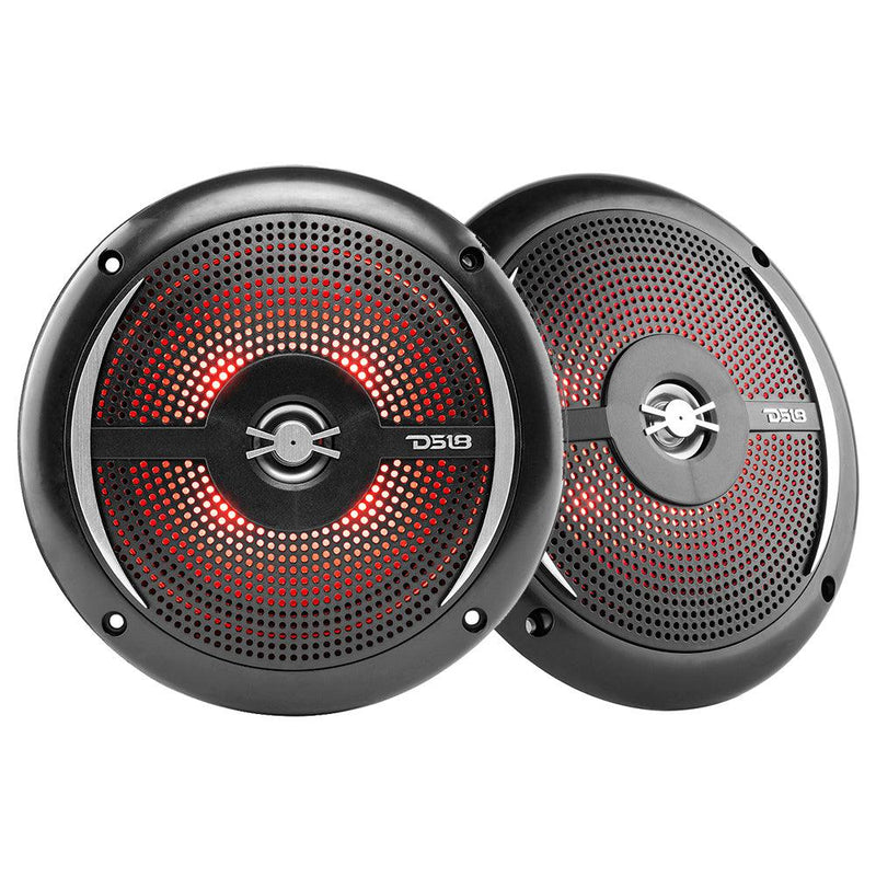 DS18 HYDRO 6.5" 2-Way Marine Slim Speakers w/RGB LED Lighting 100W - Black [NXL-6SL/BK] - Essenbay Marine