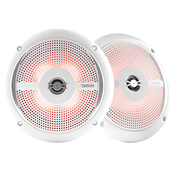 DS18 HYDRO 6.5" 2-Way Marine Slim Speakers w/RGB LED Lighting 100W - White [NXL-6SL/WH] - Essenbay Marine