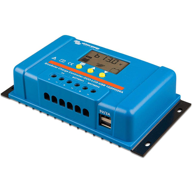 Victron BlueSolar PWM Charge Controller (DUO) LCD  USB Charge Control - 12/24VDC - 20A [SCC010020060] - Essenbay Marine