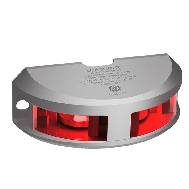 Lopolight Series 200-016 - Navigation Light - 2NM - Vertical Mount - Red - Silver Housing [200-016G2] - Essenbay Marine