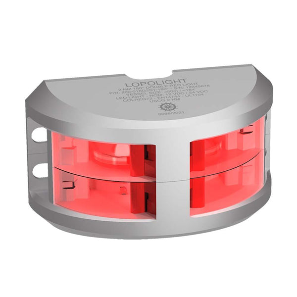 Lopolight Series 200-016 - Double Stacked Navigation Light - 2NM - Vertical Mount - Red - Silver Housing [200-016G2ST] - Essenbay Marine