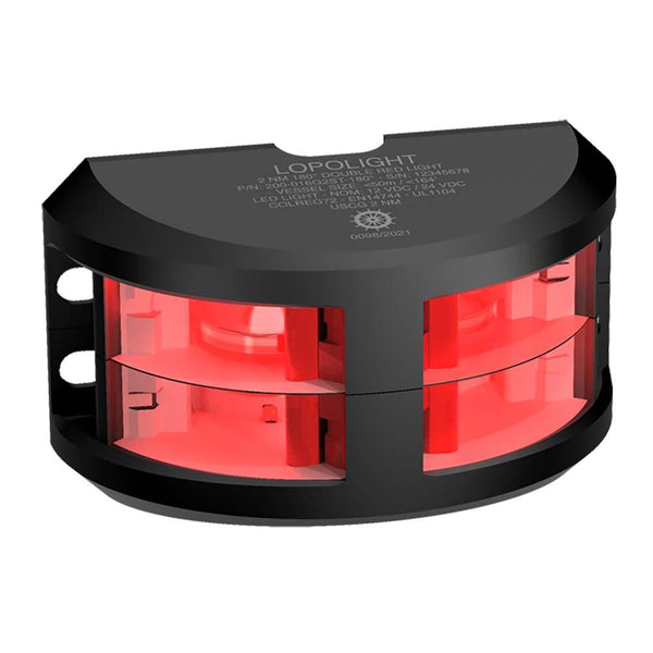 Lopolight Series 200-016 - Double Stacked Navigation Light - 2NM - Vertical Mount - Red -Black Housing [200-016G2ST-B] - Essenbay Marine