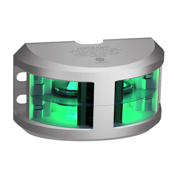 Lopolight Series 200-018 - Double Stacked Navigation Light - 2NM - Vertical Mount - Green - Silver Housing [200-018G2ST] - Essenbay Marine