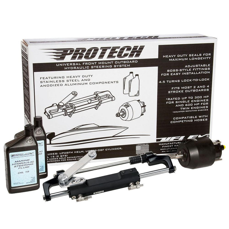 Uflex PROTECH 1.1 Front Mount OB Hydraulic System - Includes UP28 FM Helm, Oil  UC128-TS/1 Cylinder - No Hoses [PROTECH 1.1] - Essenbay Marine