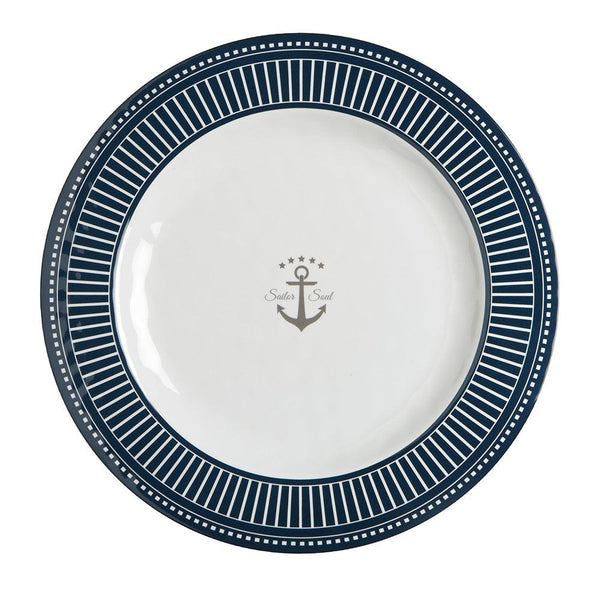 Marine Business Melamine Flat, Round Dinner Plate - SAILOR SOUL - 10" Set of 6 [14001C] - Essenbay Marine