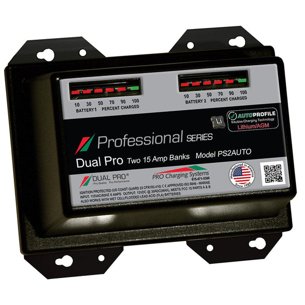 Dual Pro PS2 Auto 15A - 2-Bank Lithium/AGM Battery Charger [PS2AUTO] - Essenbay Marine