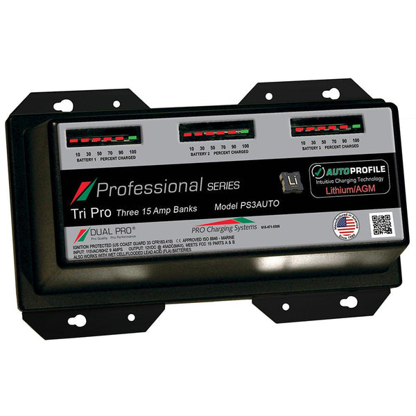Dual Pro PS3 Auto 15A - 3-Bank Lithium/AGM Battery Charger [PS3AUTO] - Essenbay Marine