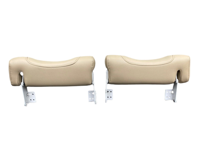 Key West Style Brown & White Seat with Flip Up Bolsters - No Leaning Post Cushions Only - Essenbay Marine