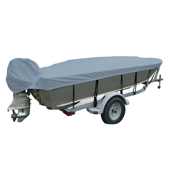 Carver Poly-Flex II Narrow Series Styled-to-Fit Boat Cover f/14.5 V-Hull Fishing Boats - Grey [70124F-10] - Essenbay Marine