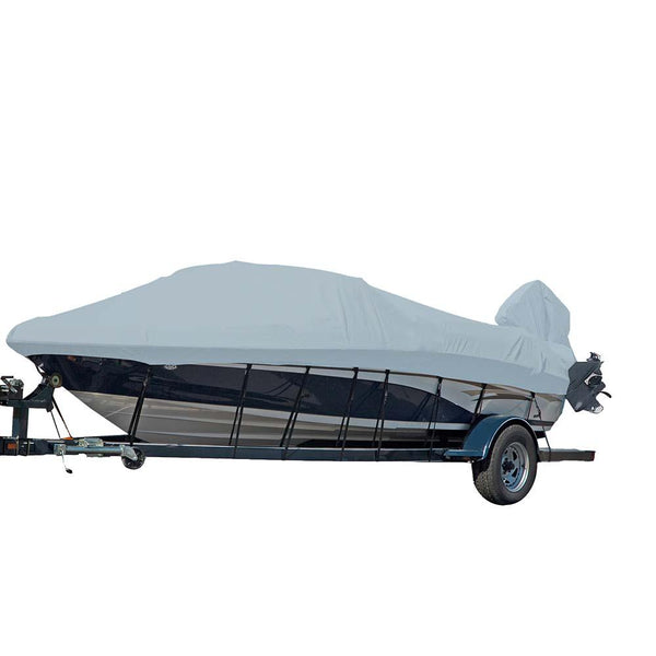 Carver Sun-DURA Styled-to-Fit Boat Cover f/16.5 V-Hull Runabout Boats w/Windshield  Hand/Bow Rails - Grey [77016S-11] - Essenbay Marine