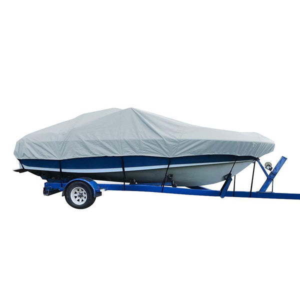 Carver Sun-DURA Styled-to-Fit Boat Cover f/24.5 V-Hull Low Profile Cuddy Cabin Boats w/Windshield  Rails - Grey [77724S-11] - Essenbay Marine