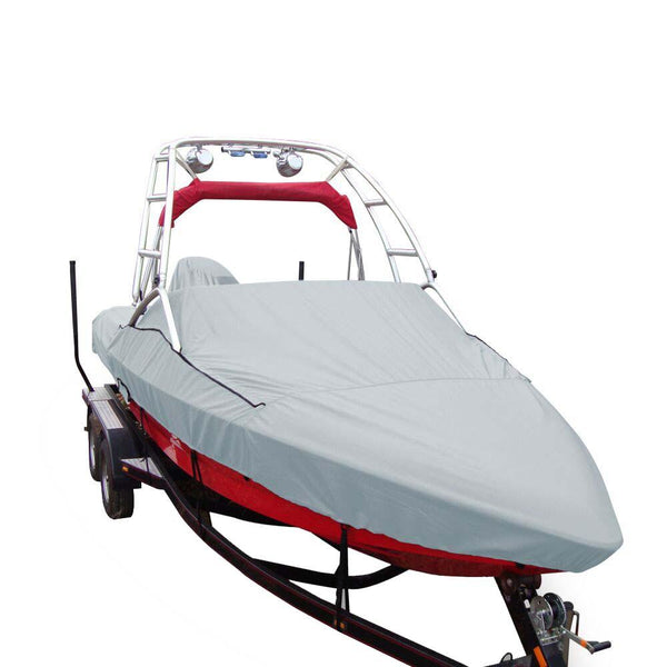 Carver Sun-DURA Specialty Boat Cover f/18.5 Sterndrive V-Hull Runabouts w/Tower - Grey [97118S-11] - Essenbay Marine