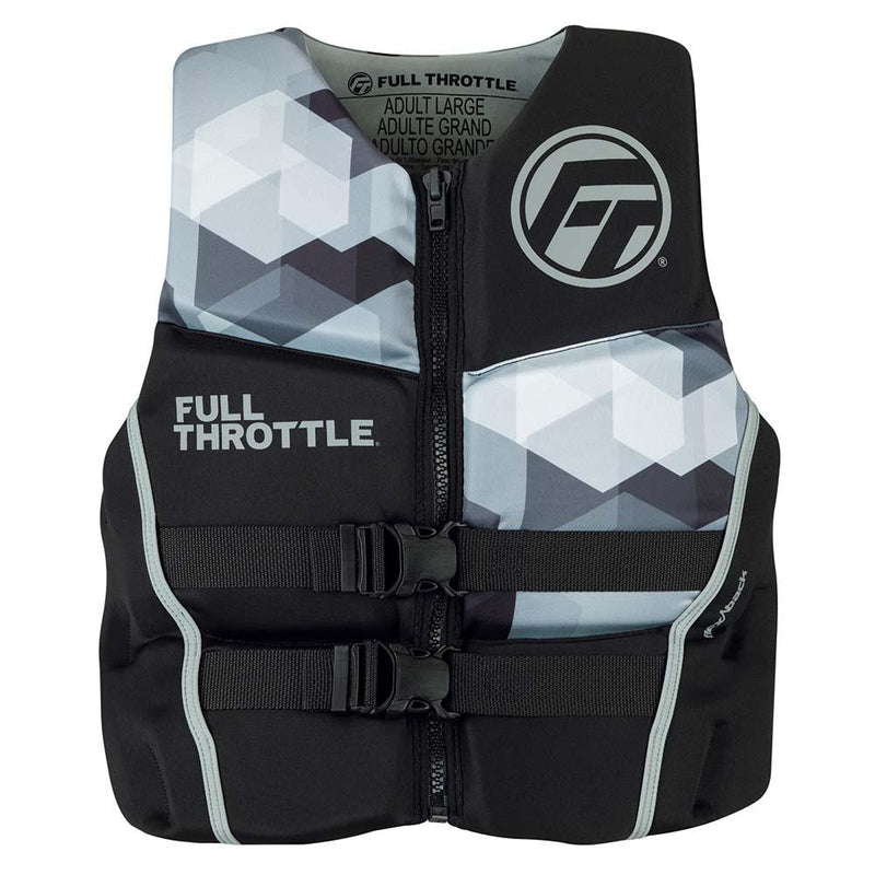 Full Throttle Mens Rapid-Dry Flex-Back Life Jacket - M - Black/Grey [142500-701-030-22] - Essenbay Marine