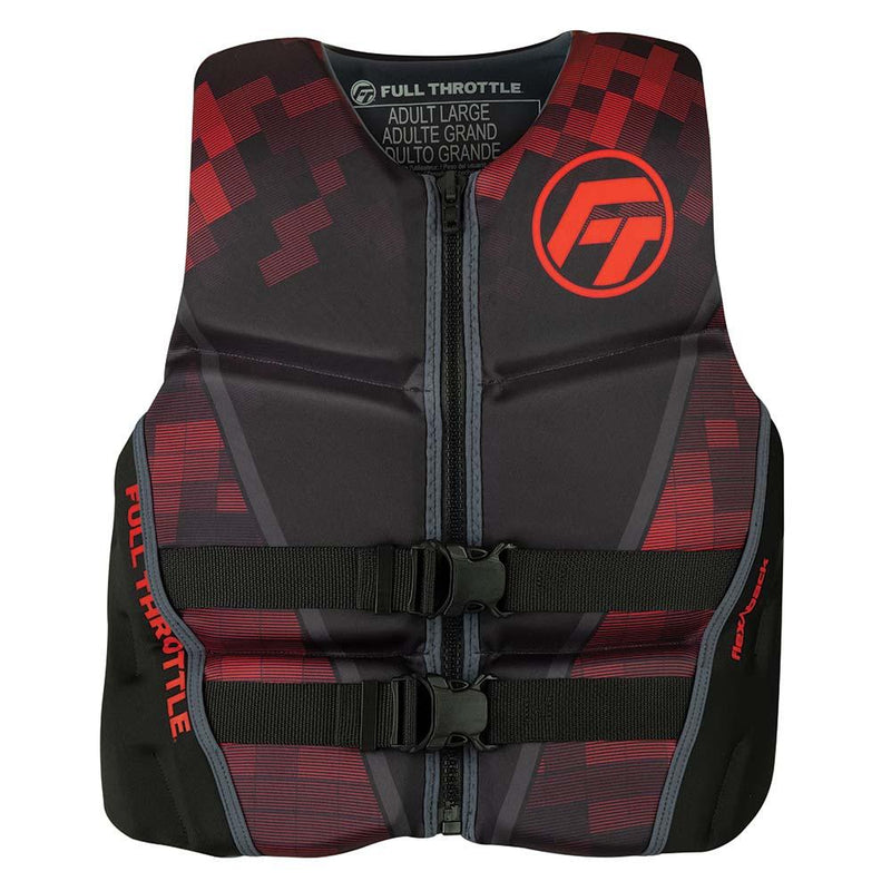 Full Throttle Mens Rapid-Dry Flex-Back Life Jacket - S - Black/Red [142500-100-020-22] - Essenbay Marine