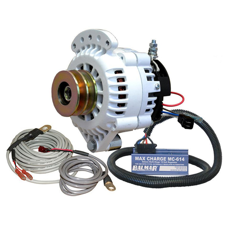 Balmar Alternator 120 AMP 12V 1-2" Single Foot Spindle Mount Dual Vee Pulley Regulator  Temp Sensor [621-VUP-MC-120-DV] - Essenbay Marine