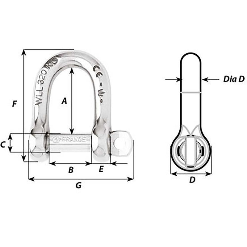 Wichard Self-Locking D Shackle - Diameter 10mm - 13/32" [01205] - Essenbay Marine