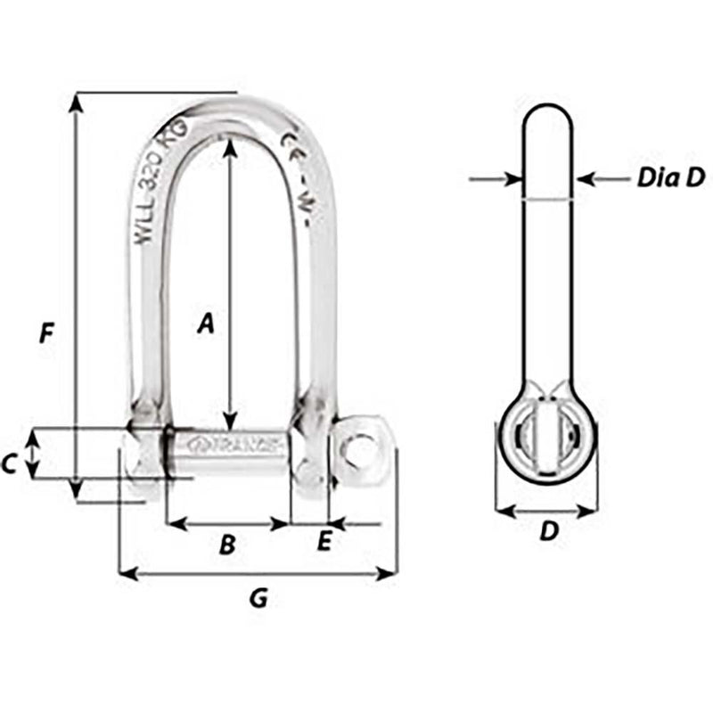 Wichard Self-Locking Long D Shackle - Diameter 6mm - 1/4" [01213] - Essenbay Marine