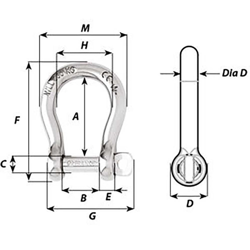 Wichard Self-Locking Bow Shackle - Diameter 5mm - 3/16" [01242] - Essenbay Marine