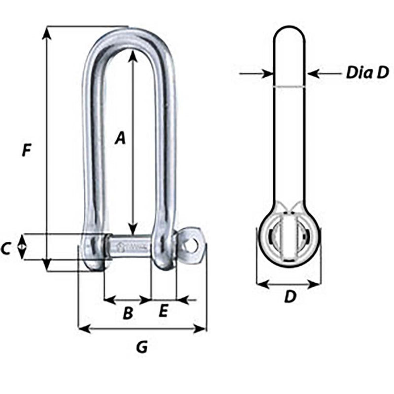 Wichard Captive Pin Long D Shackle - Diameter 8mm - 5/16" [01414] - Essenbay Marine