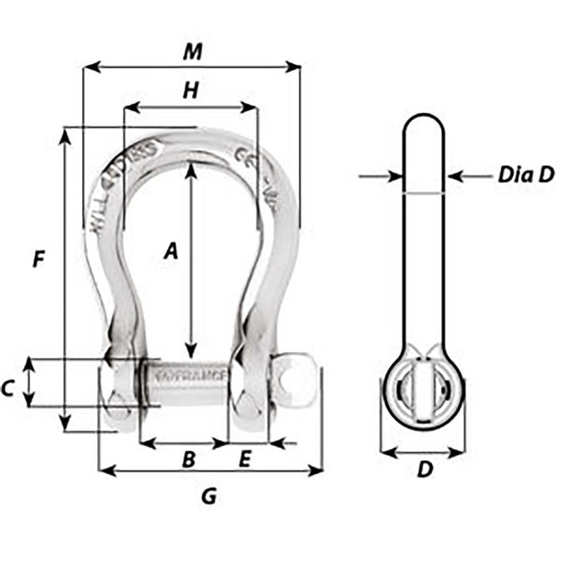 Wichard Captive Pin Bow Shackle - Diameter 4mm - 5/32" [01441] - Essenbay Marine