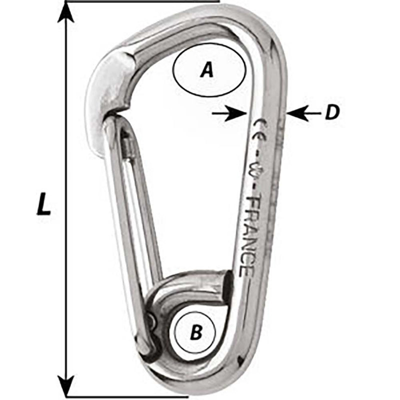 Wichard Asymmetric Carbine Hook - Length 80mm - 5/16" [02325] - Essenbay Marine