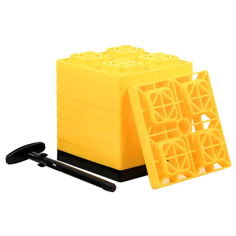 Camco FasTen Leveling Blocks w/T-Handle - 2x2 - Yellow *10-Pack [44512] - Essenbay Marine