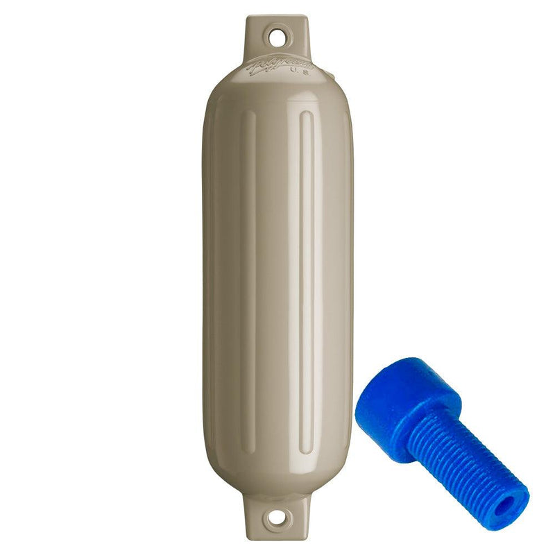 Polyform G-4 Twin Eye Fender 6.5" x 22" - Sand w/Adapter [G-4-SAND] - Essenbay Marine