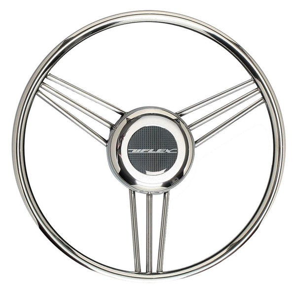 Uflex V27 13.8" Steering Wheel - Stainless Steel Grip  Spokes [V27] - Essenbay Marine