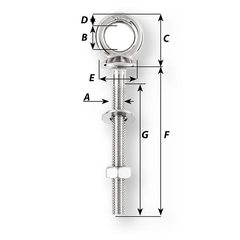 Wichard Eye Bolt - Diameter 9/16" - Length 3-5/32" [06492] - Essenbay Marine