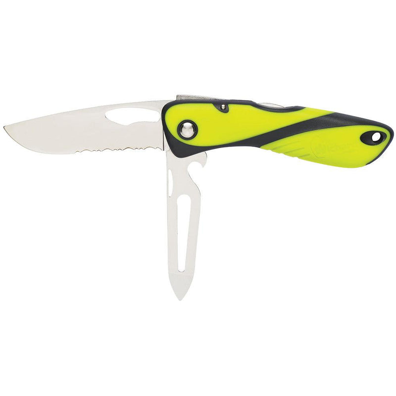 Wichard Offshore Knife - Serrated Blade - Shackler/Spike - Fluorescent [10122] - Essenbay Marine