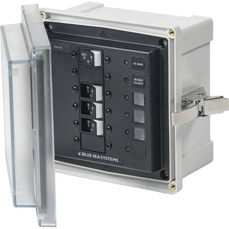 Blue Sea 3130 - SMS Panel Enclosure w/Main  3 Branch (15A) - 120V AC [3130] - Essenbay Marine