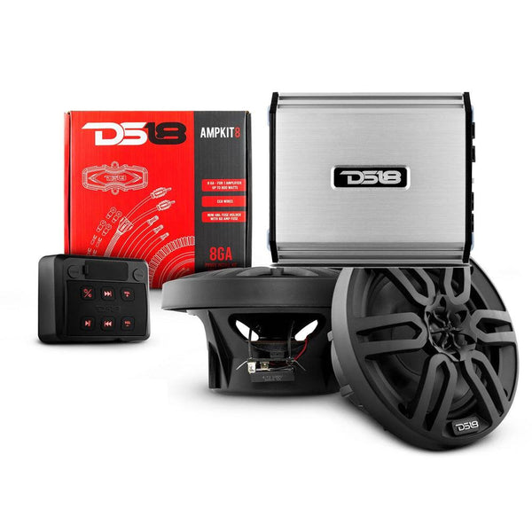 DS18 Golf Cart Package w/6.5" Black Speakers, Amplifier, Amp Kit  Bluetooth Remote [6.5GOLFCART-BLACK] - Essenbay Marine